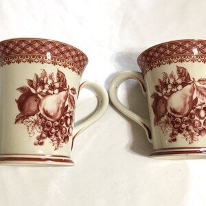 Harry and David vintage Fruit Pattern Coffee Mugs set/2